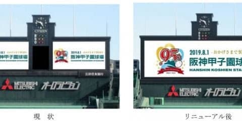 阪神甲子園球場、高解像度・高コントラストのメインビジョン完成