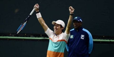 錦織「調子は問題ない」。相手のダブルフォルトにも救われ、ギリギリの勝利で3回戦進出[ATP1000 インディアンウェルズ]