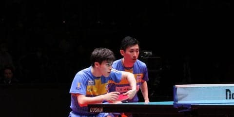 【速報・Tリーグ】年間王者決定戦、1番ダブルスは岡山が先制　KM東京ペアに8連勝