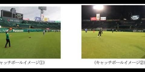 甲子園外野の天然芝生エリアを満喫できる「ナイター親子キャッチボール」4月開催