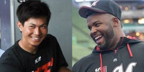 ロッテドラ1藤原をバルガスが「どぉ～ん」と背後からハグ　17日ぶり再会動画が熱すぎる