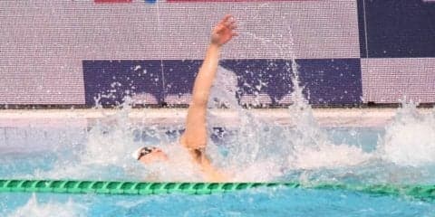 【水上競技部競泳パート】　ジャパンオープン２日目、三坂が１００㍍背泳ぎに出場