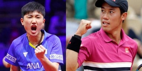 張本「びっくりしました」　錦織圭がカメラへのサインに張本の雄叫び「チョレイ！！」