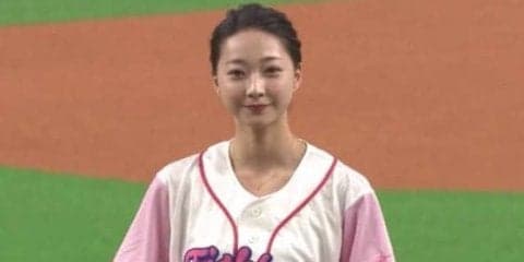 新体操の畠山愛理さん、アクロバティックすぎる投球フォーム披露　始球式に球場どよめき