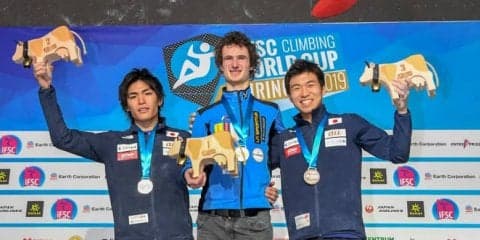 楢崎、野口が2位、杉本が3位／ボルダリングW杯2019開幕戦 スイス・マイリンゲン大会
