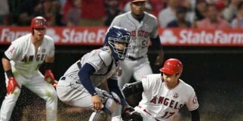 【MLB】大谷翔平、四球で11戦連続出塁　左脚に送球直撃も…直後に快足生還、エ軍4連勝
