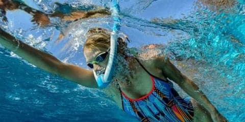 吸気時に水の侵入の心配がないスイミングシュノーケル「パワーブリーザー」発売