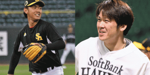 鷹“甲斐キャノン＆今宮タッチ”のコラボ二盗阻止が凄い！　「強肩イケメンコンビの結成」