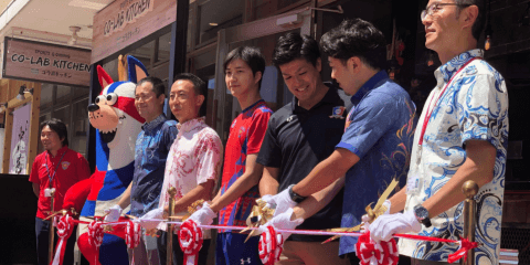 【Tリーグ・琉球】新感覚スポーツレストランのオープニングセレモニー　江宏傑らが登場