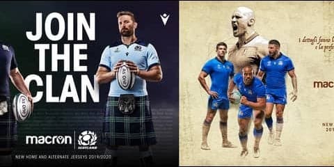 ラグビースコットランド代表とラグビーイタリア代表が着用するジャージ発売