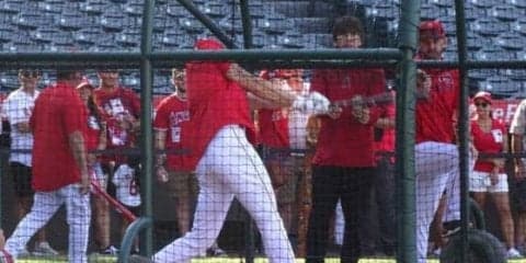 【MLB】65打席本塁打なしの大谷翔平が豪快フリー打撃　26スイングで9本の柵越え