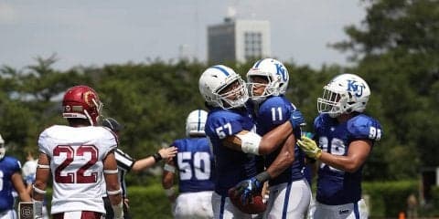 神奈川大QB舩戸WR坂本のホットラインで桜美林大にアップセット