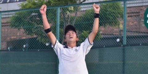 【庭球部男子】 同大に２－７で敗れるも意地見せる