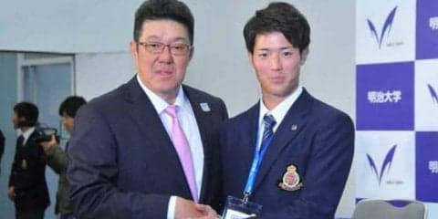 【ドラフト】広島のドラ1森下が早速、佐々岡新監督と対面　「認められるように頑張る」