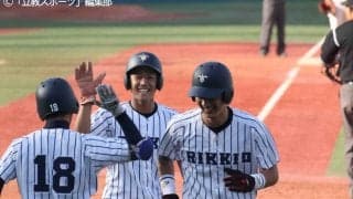 【野球部】ラスト先発の田中誠がＲＩＫＫＩＯを勝利に導く！　５番・柴田、期待に応える２本の適時打に　「絶対に打ってやろうと思った」