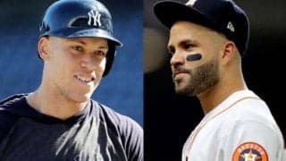 【MLB】思わず「二度見」!?　ジャッジとアルトゥーベ、身長差33cmの“そっくりさん2S”が話題