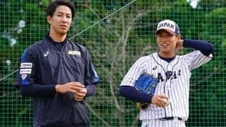 オリ山岡の“日米代表3S”　「憧れ」岸＆同僚ディクソンとの1枚にファン感動「ステキ」