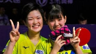 笑顔溢れるダブルみゆう「夢みたい」　世界王者に大逆転勝ち＜卓球・グランドファイナル＞