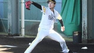 鷹の左腕・笠谷が初ブルペンで30球　腰の違和感で出遅れも「最強にいい球でした」