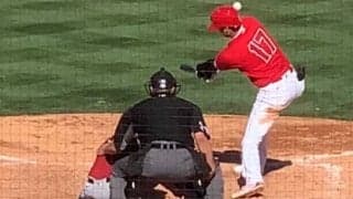 【MLB】大谷翔平が11打席ぶりOP戦2安打目、2打数1安打1四球　内角カーブを上手く合わせ右前へ