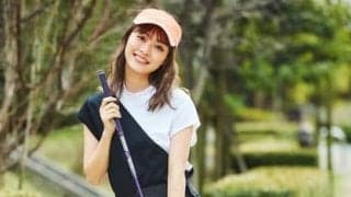内田理央さん、ゴルフの構え方を学びミート率UP！「猫背はダメ」