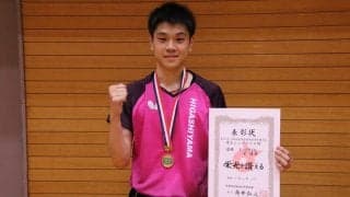 星優真（東山）が男子単V　張本智和と同クラブで腕を磨いた左腕＜卓球・京都府夏季大会＞