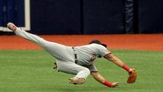 立派すぎる髭がスーパーキャッチを台無しに…まさかの珍プレーをMLB公式が詳報