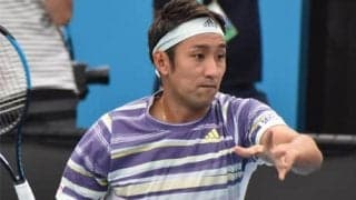  内山靖崇 全仏OP会場で練習 