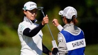 渋野日向子、60cmピタリのスーパーショットに大会公式注目「ファンタスティック！」