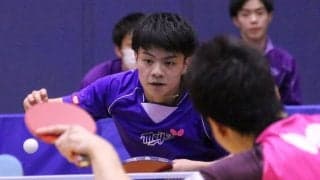 ルーキー宇田幸矢がラストで勝利　明大卓球部現役、五輪代表擁するOB下す