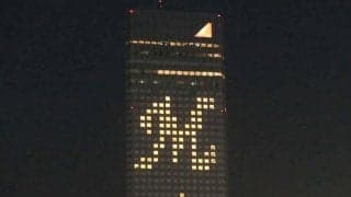ロッテ、巨大「M」ロゴのイルミネーション点灯　4日SB戦でアパホテル＆リゾートが協力