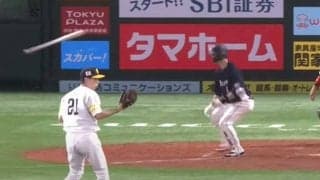 「リアクション満点すぎる」西武外崎の表情…鷹和田の“好キャッチ”にファン再脚光