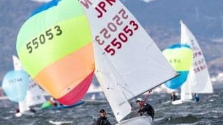 強風が選手を強くする。蒲郡420全日本選手権初日