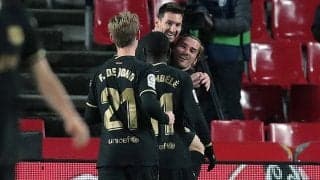 メッシとグリーズマンがドブレーテの共演!　4発完勝バルサが今季初のリーグ3連勝!《ラ・リーガ》