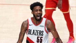 【NBA】頭がリングの高さに…ダンク王の“ド迫力ブロック”に米興奮「飛行機モード」「狂気」