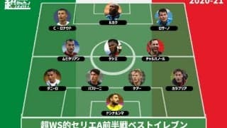 【2020-21セリエA前半戦ベストイレブン】首位ミランから最多5選手を選出