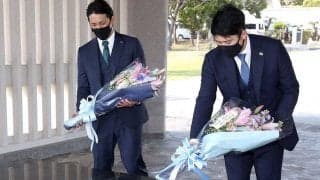 巨人・菅野智之と小林誠司が平和祈念公園を訪問　バッテリー“再結成へ”の思い明かす