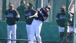 鷹・柳田悠岐が初の屋外フリー打撃　軽め93スイングで7発サク越え、場外弾も