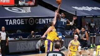 ウルブズの新人、アンソニー・エドワーズがレイカーズ戦でキャリアハイの28得点、レブロンは「彼は偉大な若者」と称賛