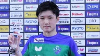 Tリーグ男子、前後期MVPが表彰受ける　戸上隼輔と張本智和