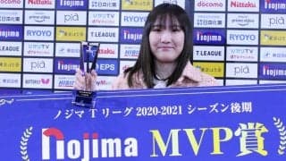 Tリーグ女子後期MVPの加藤美優が表彰受ける　17勝でリーグ最多勝