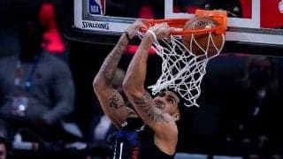 【NBA】206cm同僚をまたぐ　ニックス新人“2人越えダンク”に米驚愕「伝説的」「なぜ負けた」