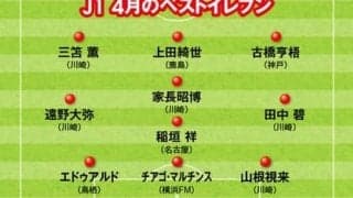 独自のJ1月間ベストイレブン。無敗の首位・川崎Ｆからの選出は何人？