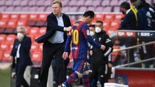 「彼なしではプレーできない」終戦のバルセロナ、クーマン監督は30ゴールのメッシについて言及