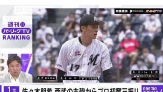 ロッテ佐々木朗希のプロ初登板が1位から3位を独占　「ABEMA バズ！パ・リーグ」ランキング