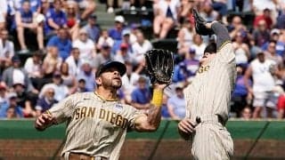 【MLB】フライを追った野手2人が衝突　危険守備から“珍併殺”に米驚き「6-7-6-5-4の併殺？」