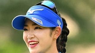 原英莉花、真っ青ウェアで今年ベスト67　「ミズノのゴルフバッグみたいだねと（笑）」