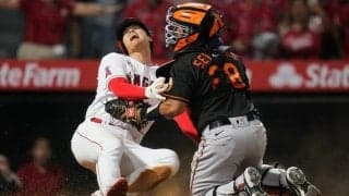 【MLB】大谷翔平が「モンスターのように走った」　捕手と接触→倒れて仰向け歓喜の“大激走”