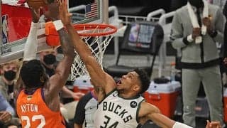 第4戦終盤にブロックショットを決めたヤニス「勝利のためなら何でもする」