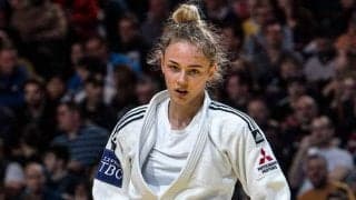 美人柔道家ビロディドが伝説“鳥人”と選手村で対面　海外反響「ウクライナに栄光を」